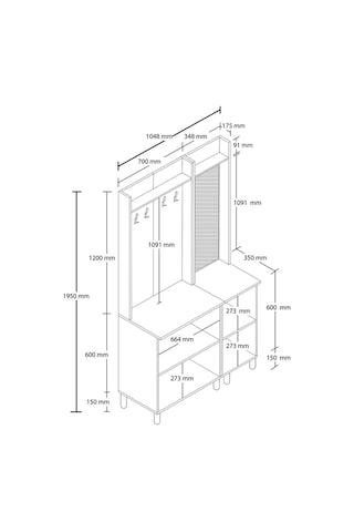 Set 5072-5088 Rapsody Sağ Aynalı 3 Kapaklı Membran 4 Askılı Bohem Portmanto Sepet-beyaz Beyaz - Meşe