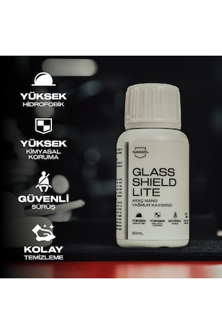 Nasiol Glasshield Lite Araç Nano Yağmur Kaydırıcı Ve Su Itici Sprey-50 Ml-1 Yıl Etkili-cam Koruma