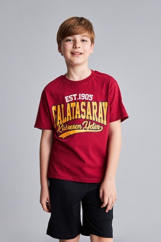Defacto Galatasaray Kısa Kollu Pijama Üstü Şort Pijama Alt 2li Pijama Takımı Erkek Çocuk H7340a826hsrd119 Kırmızı-rd119