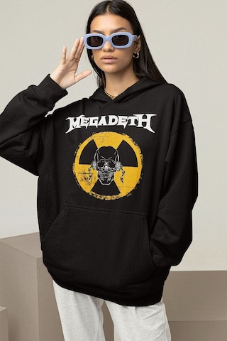 Sevbano Megadeth Baskılı Unisex Oversize Rock Metal Müzik Grubu Hoodie Siyah