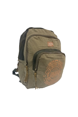 Old Cotton Cargo Kaliteli Siyah Vintage Salaş Baskılı Disayn Günlük Gezi Okul Sırt Çantası Revilla Bag 28x38cm Yeşil - Koyu Yeşil