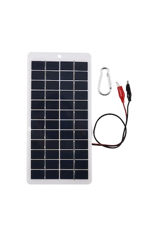 Mufunye 12v 5w Çok Kristal Güneş Paneli - Güneş Şarj Cihazı Klipsli Taşınabilir Şarj Paneli