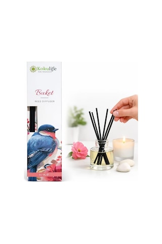 Buket Reed Diffuser Oda Kokusu 50 Ml, Çubuklu Ortam Kokulandırıcı, Uzun Süre Kalıcı Ev Ofis Banyo Salon Koku Difüzörü, Dekoratif Cam Şişe Aromaterapi Ev Parfümü Diğer