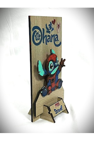 Dükkan Design Lazer Kazıma El Boyama Spider Stıch Ahşap Biblo Çok Renkli