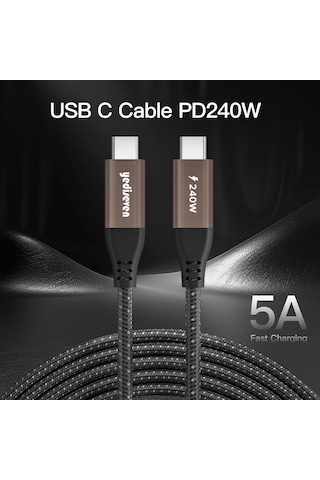 Yediseven Fishbone Type-C To Pd3.1 240W Hızlı Şarj Kablosu 1 M