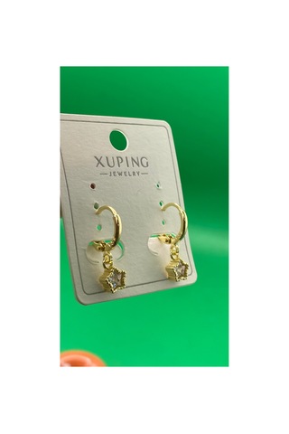 Xuping Altın Renginde Minimal Yıldızlı Model Çelik Kadın Küpe
