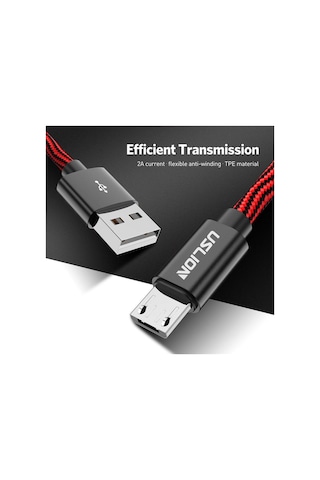 Uslıon Mikro Usb Kablosu Samsung Xiaomi Tablet Android Usb Şarj Kablosu 2a Hızlı Şarj Usb Veri Kablosu 1.8 M Gümüş