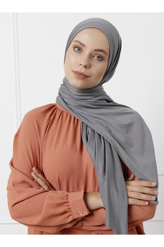 Şaless Likralı Penye Şal - Füme