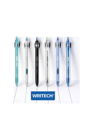 0.7 Mm Mavi Jel Mürekkep Dönen Stres Başlığı Yeni Model Writech W-0201 Siyah Çok Renkli