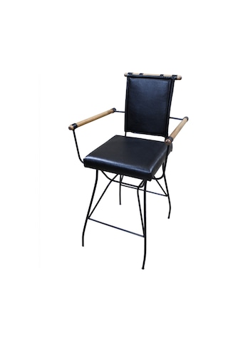 Bengimobilya Sandalye Penyez Bar Yüksek Model Metal Çelik Siyah Fırın Siyah Bo Siyah