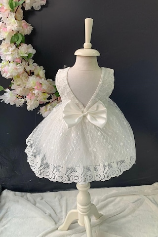Saç Bantlı Papatyalı Dantelli Bebek Elbise PNPN146