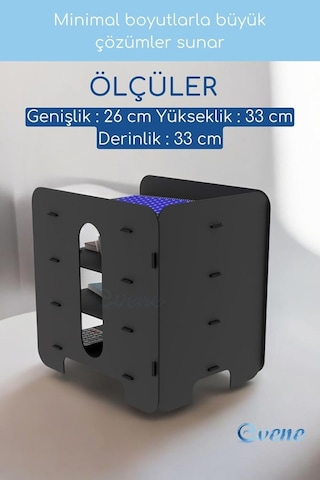 Evene Dosya Düzenleyici Masa Üstü Organizer Ahşap Evrak Raflı Model 1 Siyah, Eorganizer1