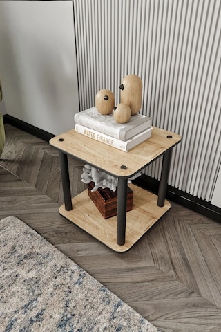 2 Katlı Dekoratif Kare Kitaplık Meşe Meşe