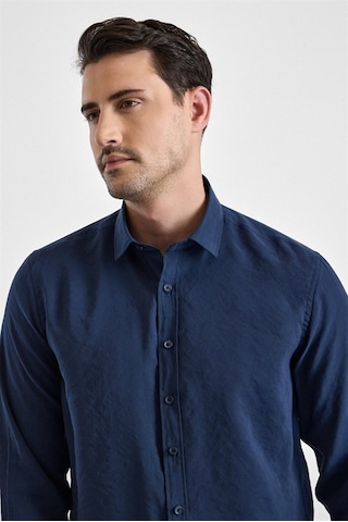 Süvari Lacivert Slim Klasik Yaka Düz Casual Gömlek Gm1008400352-m09