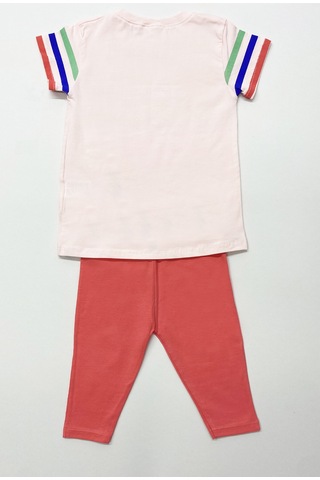 Kız Çocuk Kapri Taytlı Takım Harf Baskılı A61 Yavruağzı