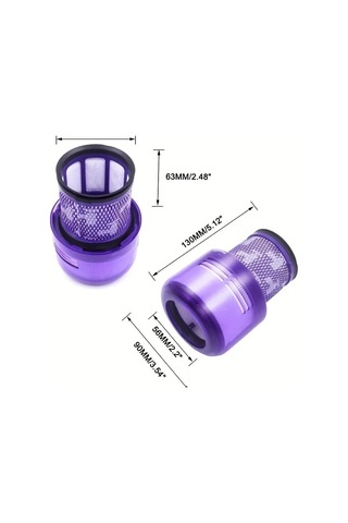 Elmpaly V11 V15 Sv14 Siklon Kablosuz Vakum 2 Adet Hepa Filtre Ağ Tasarımlı Mor Yedek Filtre Sarı Fırça