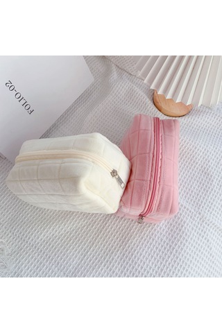 Aubyhe Beyaz Yastık Desenli Portatif Makyaj Çantası - Ins Stilinde Geniş Hacimli, Günlük Kullanım İçin Pratik Saklama Çözümü Çok Renkli