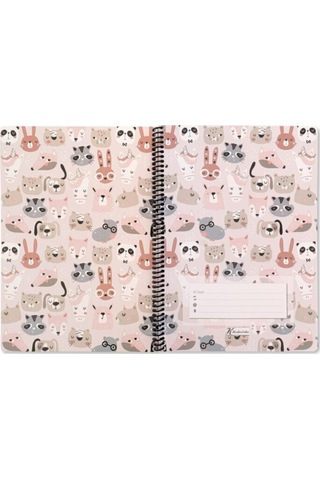Keskin Color Animal Friend Hayvanlar Spiralli Karton Kapak 100 Yaprak A4 Kareli Defter
