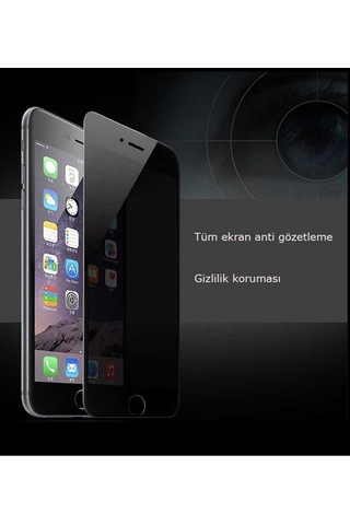 Apple  Uyumlu iPhone 6 / 6s Plus Siyah Privacy Kavisli Hayalet Gizlilik Filitreli Full Ekran Koruyucu