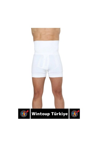 Özel Üretim Göbek Kalça Toparlayıcı Bel Düzleştirici Erkek Duble Boxer Korse Beyaz