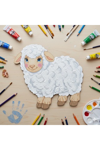 Boyanabilir Ahşap Koyun Figürü 16x15 Cm 10 Ade T