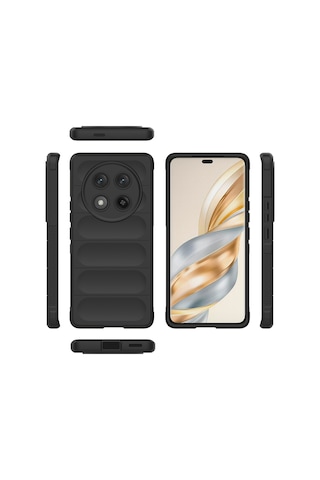 Honor Magic 7 Lite Kılıf Esnek Tpu Oyuklu Arka Yüzey Tasarımlı Uzrm Etnik Silikon Kapak - Koyu Yeşi Yeşil