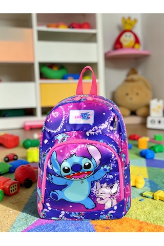 Anaokulu Kreş Günlük Kullanım Kız Çocuk Sırt Çantası Su Geçirmez Suluklu 2 Bölmeli Okul Öncesi Pembe Mavi - Anaokulu