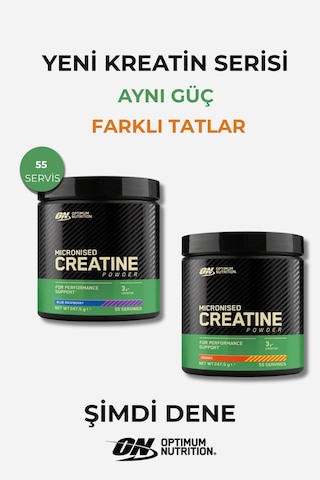 Aromalı Kreatin Seti Mavi Ahududu Portakal 55 Servis Mikronize Toz