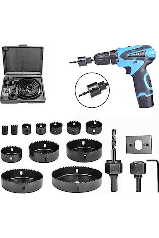 16 Parça Panç Seti Ahşap Buat Kartonpiyer Alçıpan Delik Açma