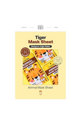 Lamelin Kaplan Desenli Eğlenceli, Sıkılaştırıcı Kağıt Maske Lamelin Animal Tiger Mask