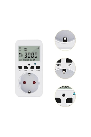 Wellhise Tm08 Hassasiyet Ayarlı Fotoselli Priz - Geri Sayımlı Işık Sensörü 16a/3680w 1