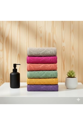 Leaf Premium%100 Pamuk 6&apos Lı El Havlusu Seti 50x90 Cm Yüksek Emici, Yumuşak, Canlı Renkler Günlük Kullanım, Misafir Havlusu İçin İdeal Hediye & Çeyizlik 4 Lü 50x90 El Havlusu