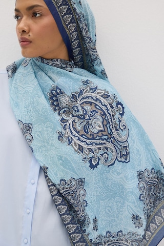Mirsoy Scarf Elisa Pamuk Etnik Desen Şal Mavi