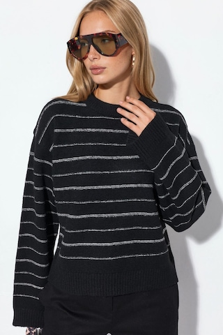 Hiccup Vıorna Çizgili Bisiklet Yaka Sweatshirt Siyah