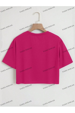 Flood Of Style Crop Ckod-232913 Harf Grafikli Kırpma Kahverengi