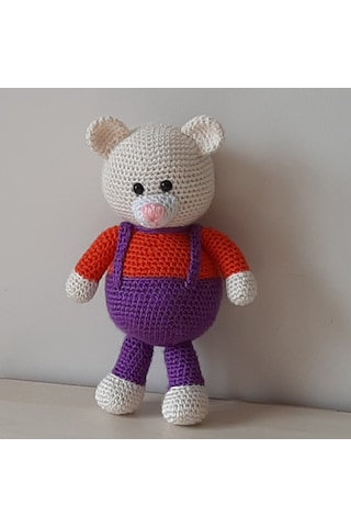 Amigurumi Örgü Oyuncak Renkli Ayı Mor