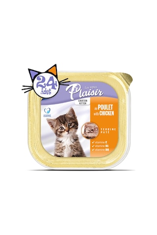 Plaisir Tavuk Etli ve Sütlü Pate Yavru Kedi Yaş Maması 24 x 100 G