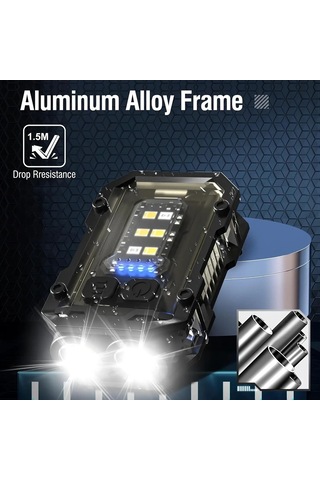 Yüksek Güç Edc Anahtarlık Usb Şarj Edilebilir Led El Feneri Siyah