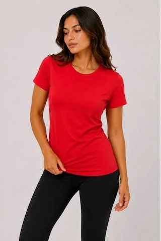 Hazego Basic Tişört Bisiklet Yaka Kısa Kol Günlük Yazlık Slim Fit T-shirt - Kırmızı