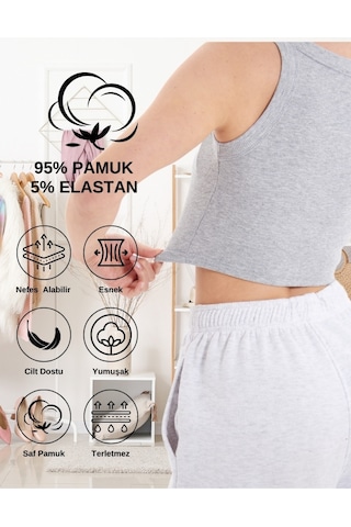 Alya Underwear Kaşkorse Kalın Biye Crop Gri Melanj