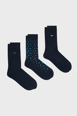 Emporio Armani Logolu 3 Pack Çorap Erkek Çorap Em000554 Af25376 Mb728 Lacivert-petrol-açık Gri