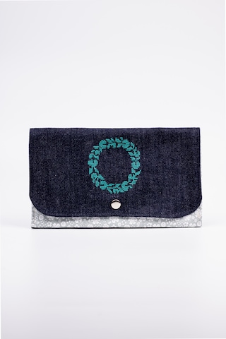 Fabric Craft Bag Kadın Kumaş Cüzdan Nakışlı Lacivert - Yeşil