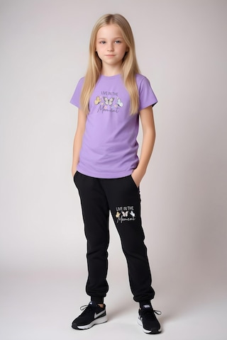 Fyk Kids Kız Çocuk Baskılı Live Kelebek Bel Detayı Lastikli Alt-üst Pijama Takımı Lila