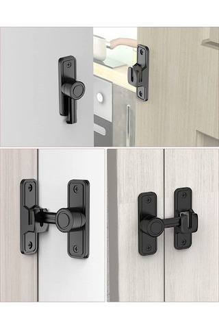 Ccgloball Ağır Kapı Mandalı 90 Derece Sağ Açı Ahır Kapı Kilidi Anti-hırsızlık Sürgülü Kapı Kilidi Mandalı Bahçe Siyah