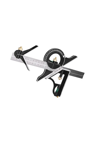 Yifomall Ahşapçı İçin 300mm Çok Fonksiyonlu Kombine Açı Ölçer Seti - Paslanmaz Çelik Profesyonel Ölçüm Aracı Kartlı Paket