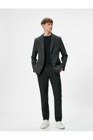 Koton Blazer Ceket Slim Fit Düğmeli Çift Cep Detaylı Mono Yaka Antrasit Desenli 4sam50001hw 4SAM50001HW9D3 Antrasit