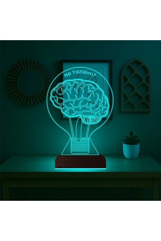 Luvivia Ampul Beyin İdea Kişiye Özel 3d Lamba - Masa Gece Lambası Şeffaf