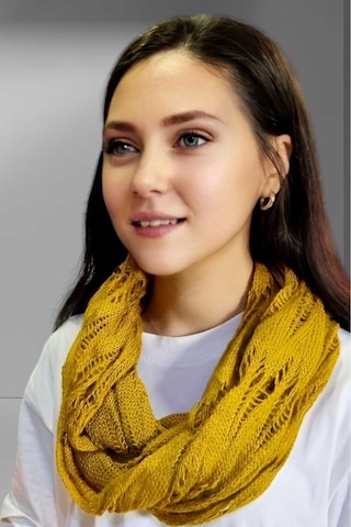 Tezzgelsin Kadın Çift Dolama Triko Örgü Boyunluk Hardal