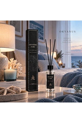 Premium Oda Kokusu Bambu Çubuklu Beyaz Şişe 100 Ml Okyanus