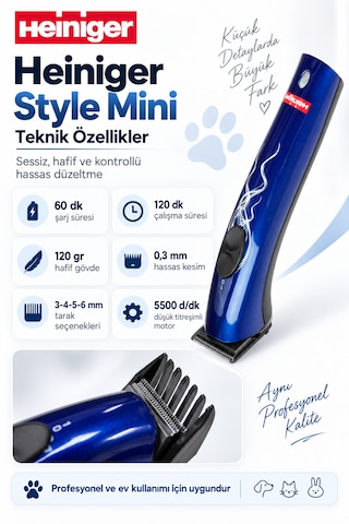 Heiniger Style Mini Kablosuz Kedi/köpek Pati Altı Trimmer Düzeltici